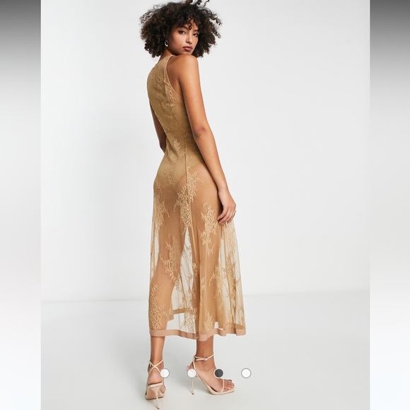 & Other Stories lace maxi dress with bodysuit in beige - Picture 3 of 15